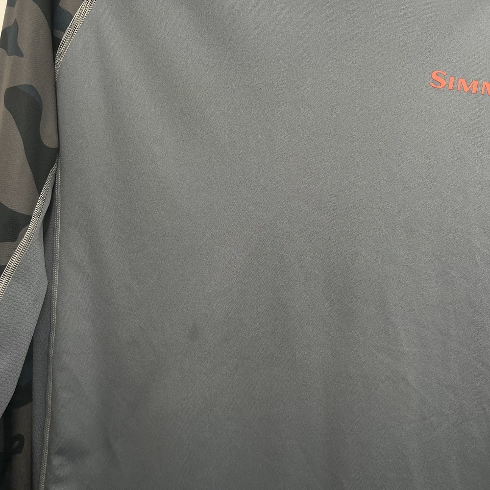 Simms SolarVent Hoodie Mens Med Gray Camo Long Sleeve Fishing Shirt UPF 50 Sun - Picture 6 of 12